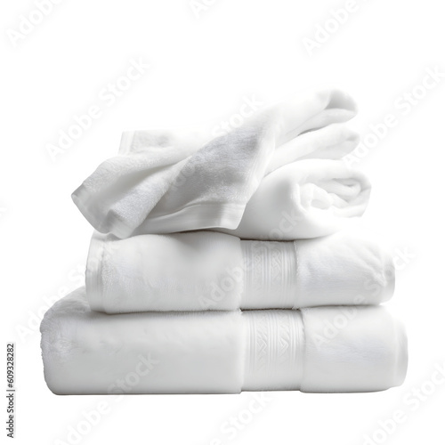 Packed white Towels png file, Transparent Background with generative ai