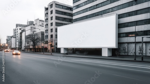 Blank Billboard Stealing the City Spotlight. created with Generative AI