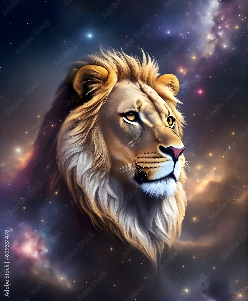 lion in the night sky