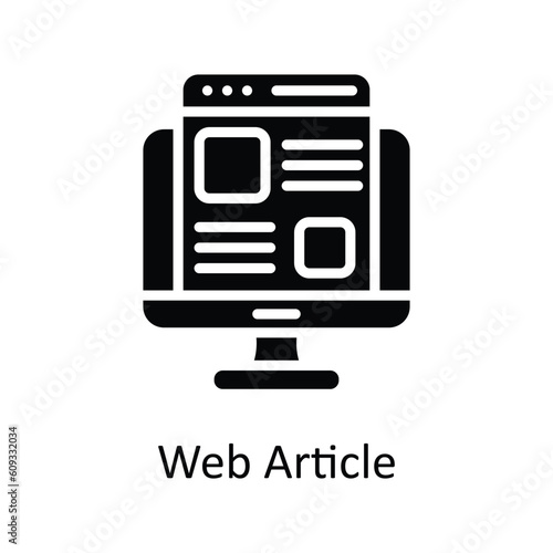 Web Article Vector solid Icon Design illustration. Digital Marketing Symbol on White background EPS 10 File