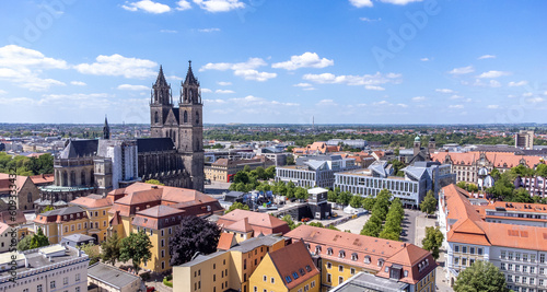 panorama of the town magdeburg in saxony-anhalt photo