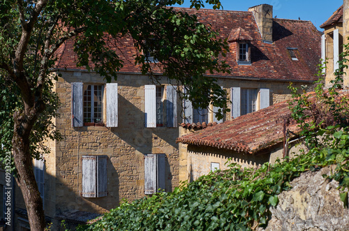 old house in the medieval town of Sarlat in Perigord, France