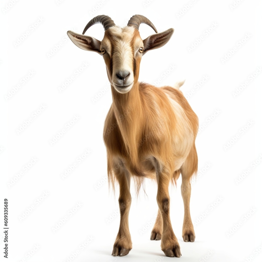 Goat Isolated on White Background. Generative AI