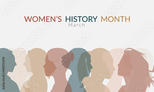Women's History Month Illustration Featuring Silhouettes of Diverse Women