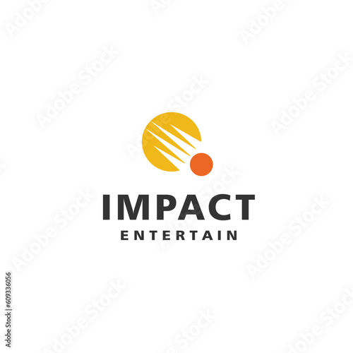 astronomy logo vector icon illustration, impact falling meteor with modern concept