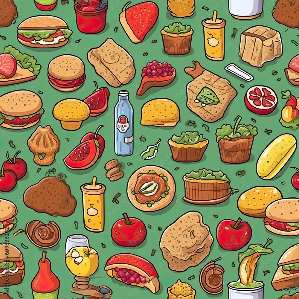 seamless pattern with food Generative AI 