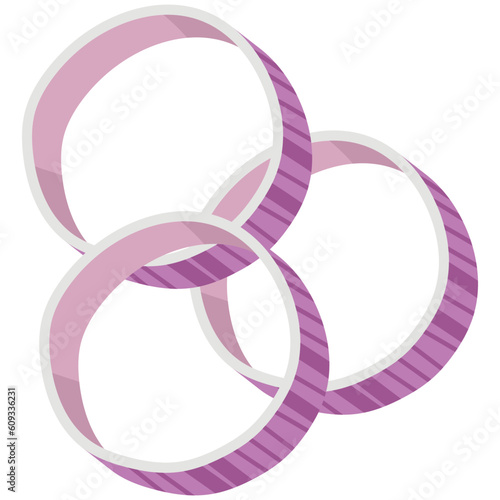 Red onion slice vector cartoon illustration isolated on a white background.