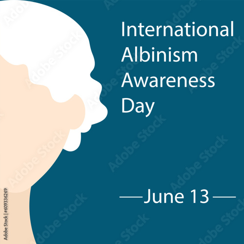 International Albinism Awareness Day. Girl with white wavy hair. Genetic rare disorder.