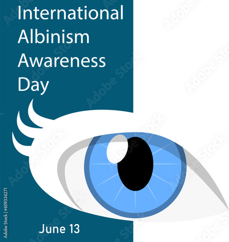 International Albinism Awareness Day. Eye with white eyelashes. Genetic rare disorder.