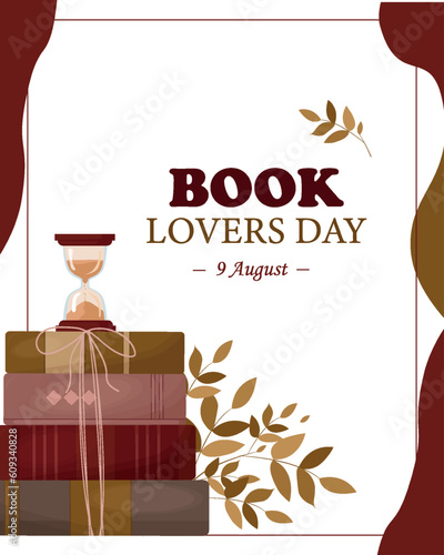 Advertising banner, poster and card for the International Book Day on August 9th.