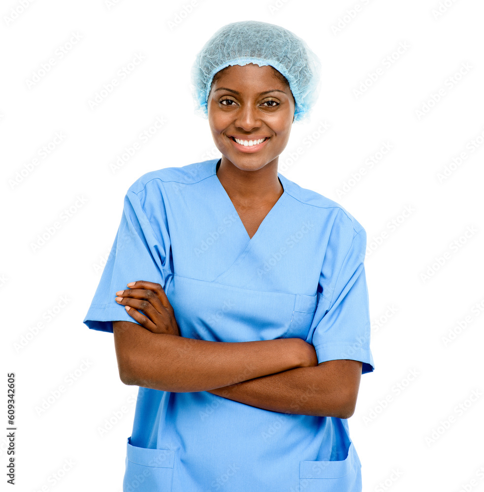 Studio, nurse and Indian woman with arms crossed in white background for healthcare, clinic or hospital. Doctor, portrait and medical professional in wellness with confident, happy and expert care Studio, nurse and Indian woman with arms crossed in white background for healthcare, clinic or hospital. Doctor, portrait and medical professional in wellness with confident, happy and expert care