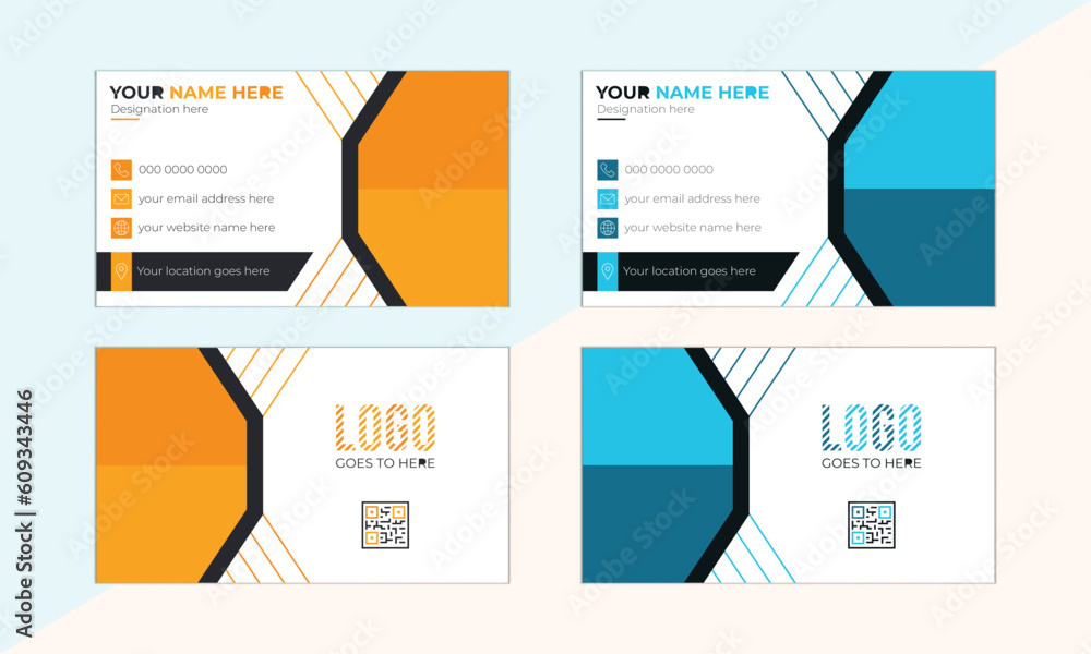 Αυτοκόλλητο Modern and simple business card design template in 2 color theme