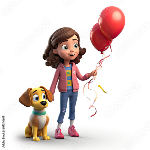 Girl with a dog. Generative AI