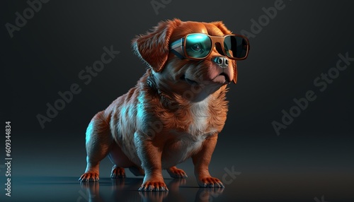 A dog wearing sunglasses photo