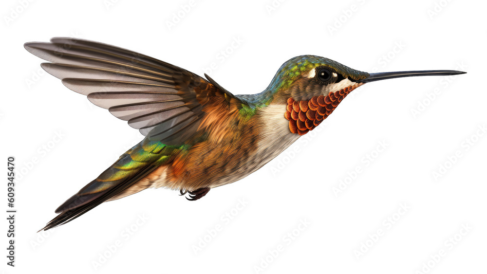 Fototapeta premium Hummingbird isolated on transparent background created with generative AI technology