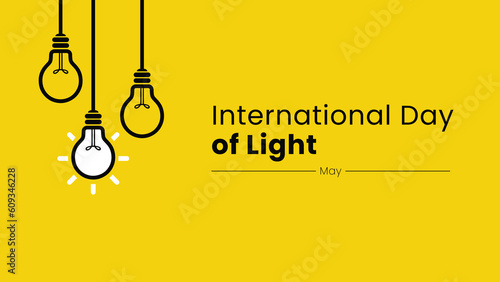 Digital vector illustration of a yellow poster with lightbulbs for international day of light