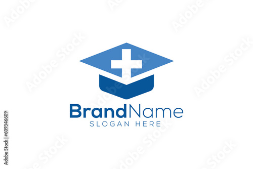 Education grad and plus logo design template