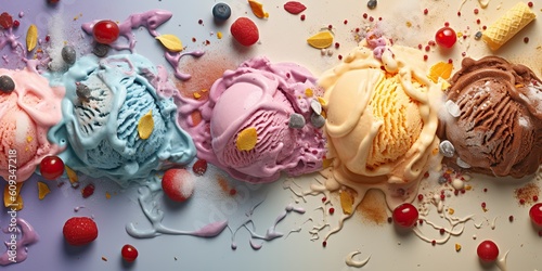 AI Generated. AI Generative. Macro shot photography ice cream background pattern desert scoop. Graphic Art Illustration..
