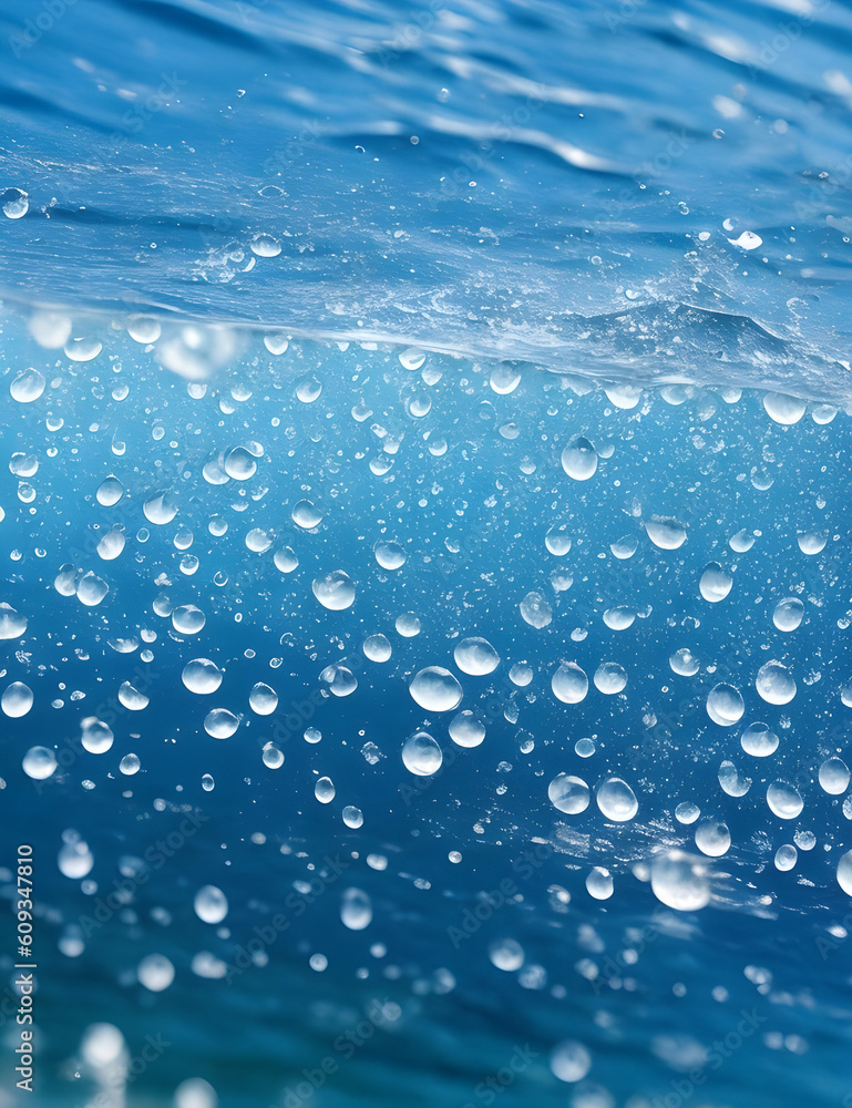Generative AI KI blaue Wasseroberfläche unter Wasser mit Bläschen Generative AI KI blaue Wasseroberfläche unter Wasser mit Bläschen