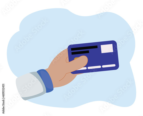 ilustrasi desain kartun vektor hand holding credit card