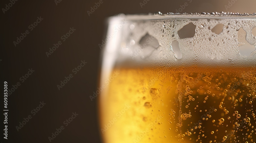 Glass of beer with foam, Closeup, Generative AI Glass of beer with foam, Closeup, Generative AI