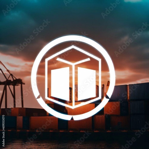 Containers in the port sea freight Generative AI