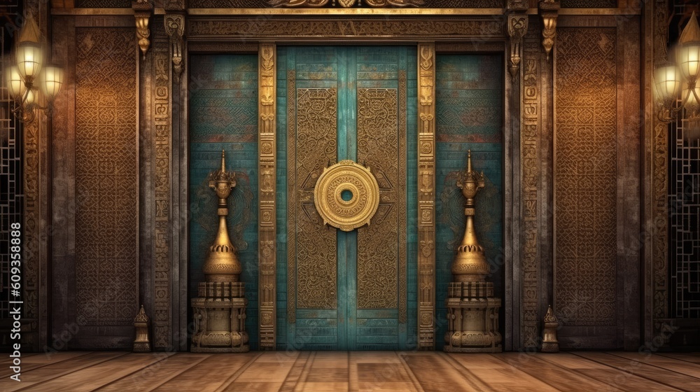 Antique Thai Temple Style Wall Backdrop Antique Thai Temple Style Wall Backdrop