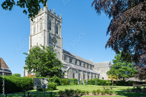 Photography Christchurch, UK - June 1st 2023: Christchurch Priory viewed from the priory garden