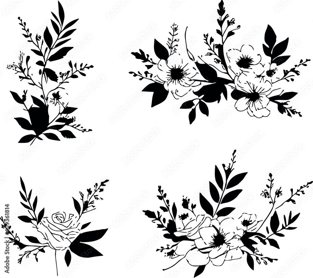 Set - Branches with flowers and leaves