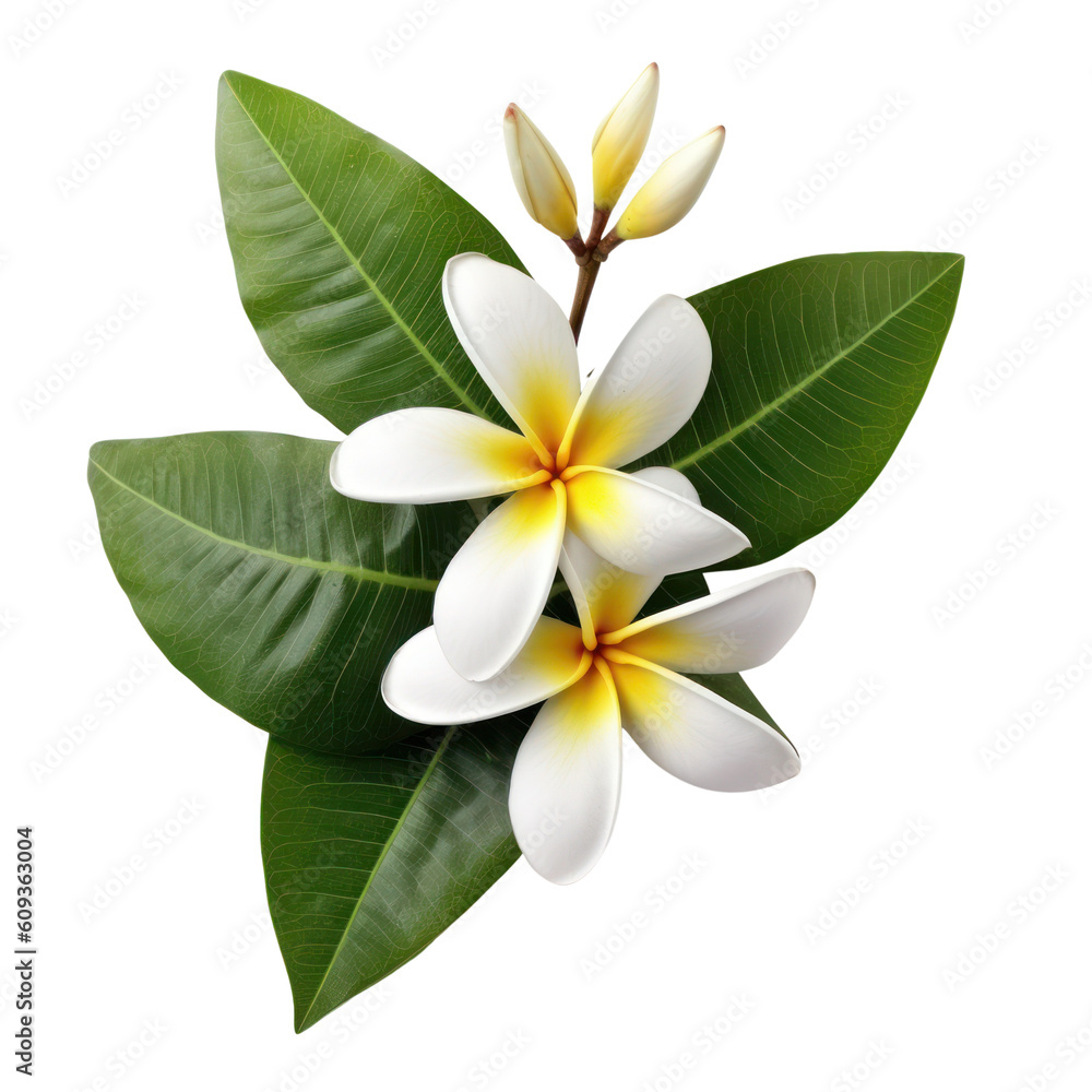 Fototapeta premium frangipani flower isolated on transparent background, PNG Generative AI