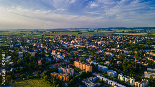 Beautiful scene of spring sunset over the city Litomysl, Czech republic photo