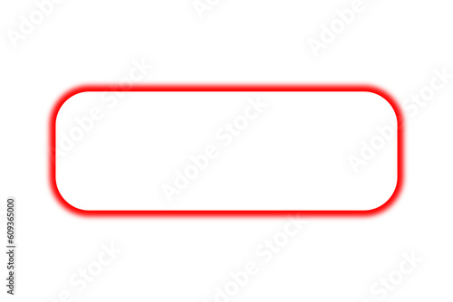 Neon red frame png. Glowing frame on transparent background.