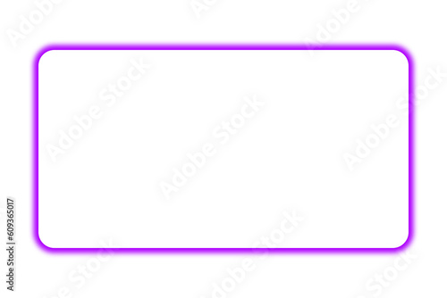 Neon purple frame png. Glowing frame on transparent background.