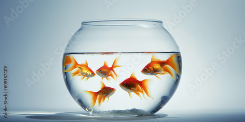 Canvas Print many goldfish orange fish in fishbowl