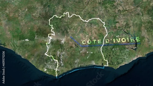 Cote d'Ivoire (Ivory Coast) Map Animation