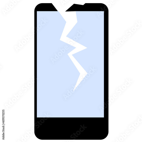 Mobile phone with cracked screen