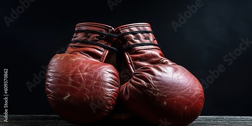AI Generated. AI Generative. Old used vintage gym sport fit gloves fighwear boxer equipment. Graphic Art