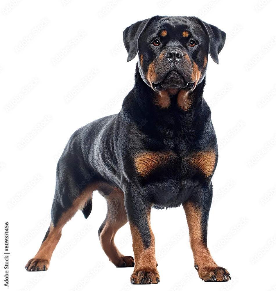 Rottweiler dog on the transparent background. Generative AI Rottweiler dog on the transparent background. Generative AI
