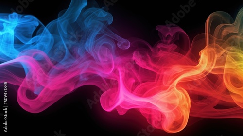 swirl smoke on multicolor neon white background, tight in the frame, pale bright color style