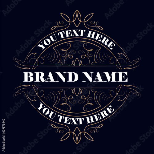 Antique label, vintage frame design, typography, retro logo template, vector illustration