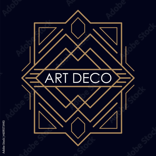 Art deco logo. Vintage label design. Retro badges. Vector image.