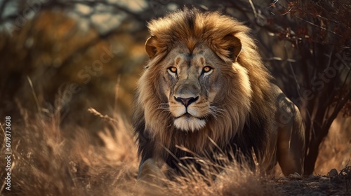 Lion portrait on savanna at sunset  © Photo And Art Panda