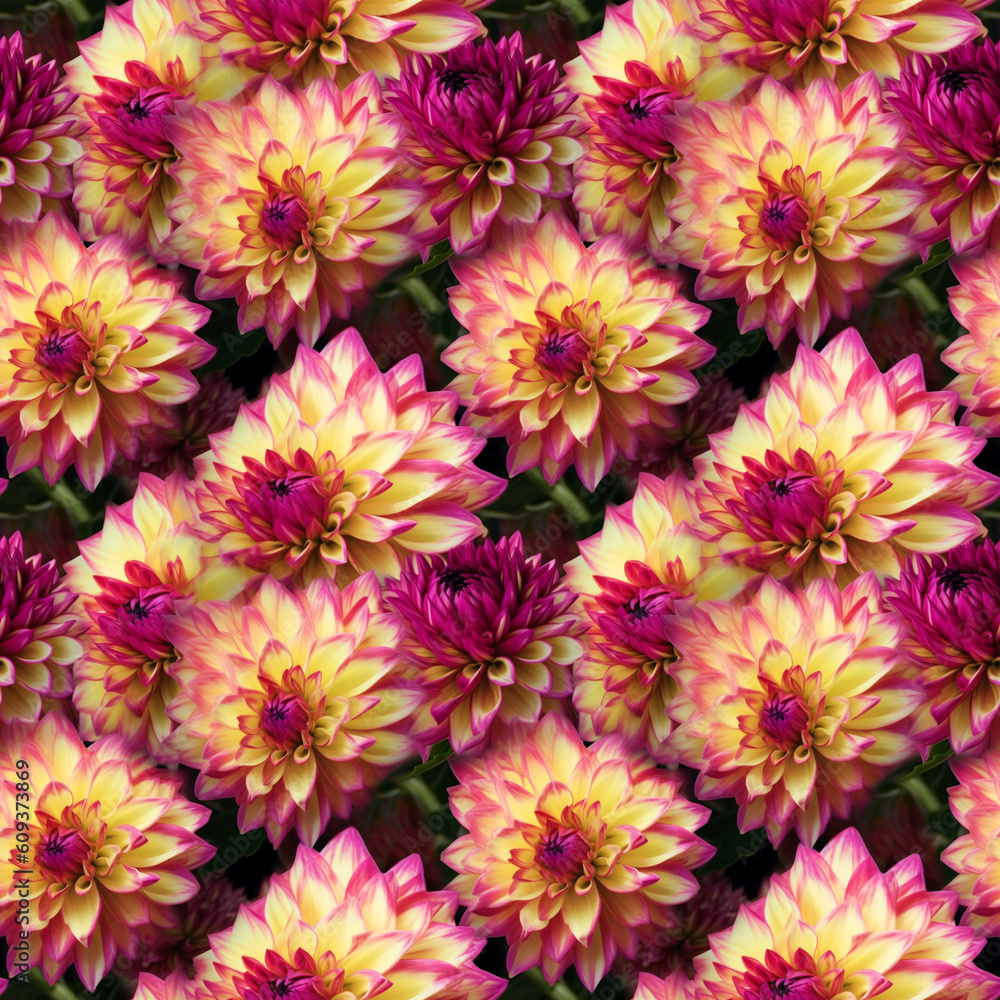 Dahlia Flowers Seamless Pattern Dahlia Flowers Seamless Pattern