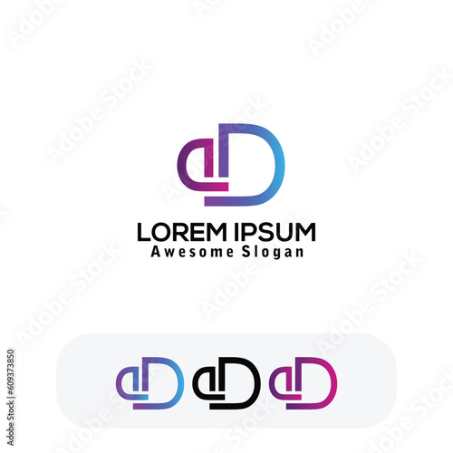 logo design letter D d colorful gradient illustration
