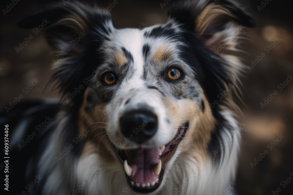 portrait of happy dog looking at the camera with its tongue hanging out, created with generative ai