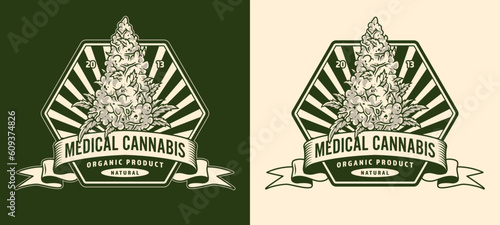 Medical cannabis monochrome detailed sticker