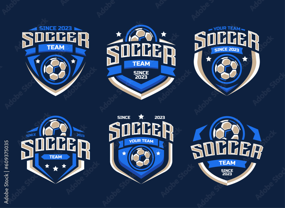 Set of soccer Logo or football club sign Badge. Football logo with ...