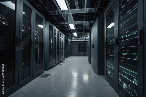 densely packed data center with advanced ventilation and exhaust systems to keep servers running smoothly, created with generative ai