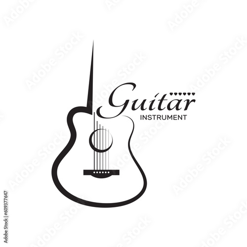 Simple musical guitar instrument logo, for guitar shop, music instrument store, orchestra, guitar lessons, apps, games, music studio, vector
