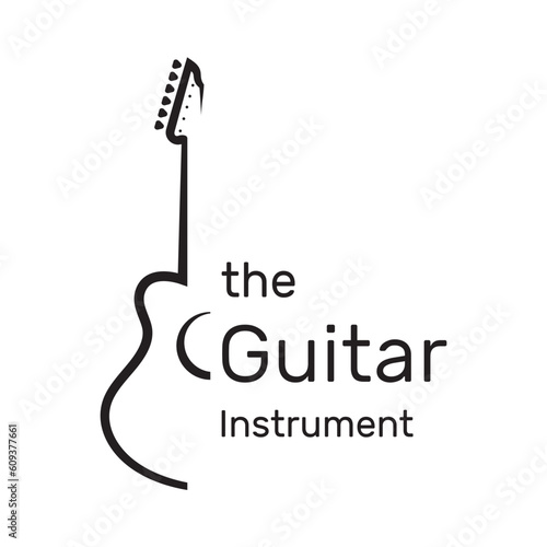 Simple musical guitar instrument logo, for guitar shop, music instrument store, orchestra, guitar lessons, apps, games, music studio, vector